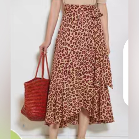 Scotch & Soda “aloha Hula” wrap midi skirt! Animal print! Tiered ruffles Size M - Picture 9 of 16